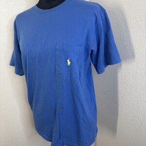 Polo By Ralph Lauren Blue Cotton‎ T-Shirt Large Embroidered Yellow Pony Logo